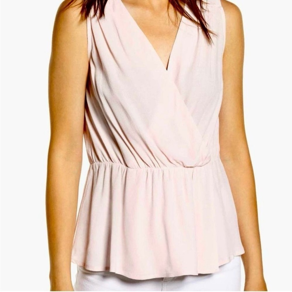 Chelsea28 Light Pink Wrapped Sleeveless Blouse